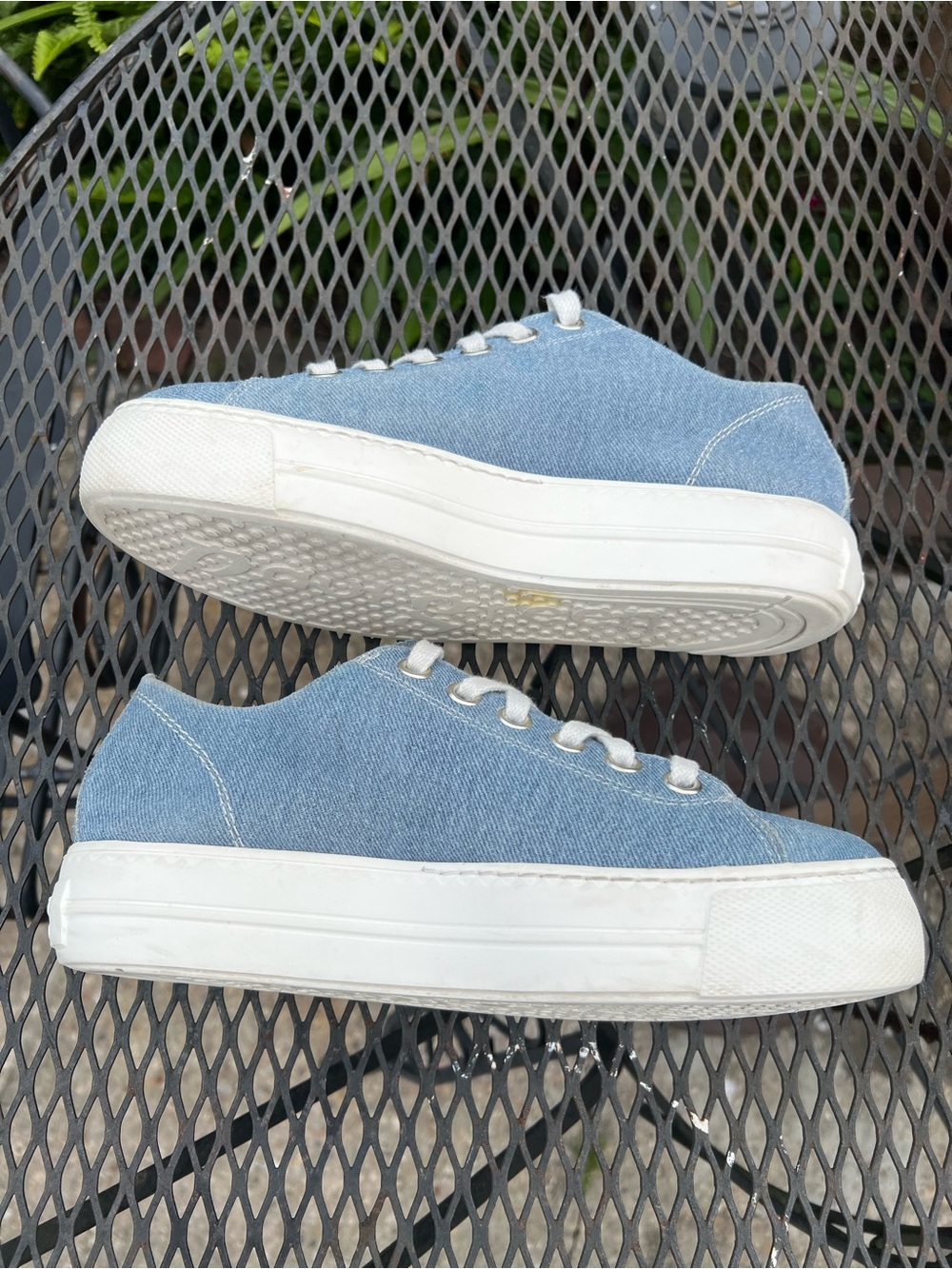 Paul Green Light Blue Denim Low-Top Platform Sneakers White Soles Womens 7 - Picture 6 of 9